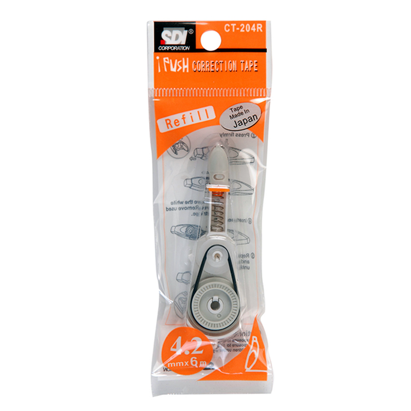 SDI I-PUSH Retractable Mechanism Correction Tape White Out Pen 6mm X 6m(CT-206) & 2 Refills - View #9