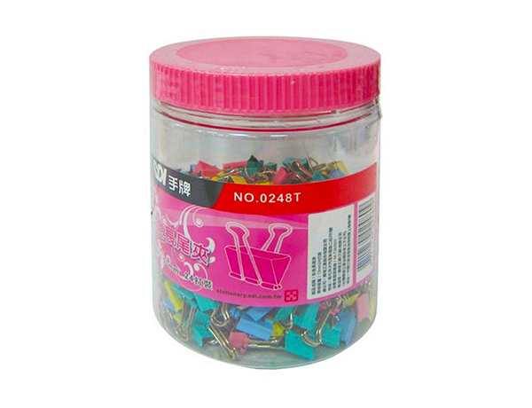 │0248T│13mm彩色長尾夾，糖果罐-SDI手牌文具